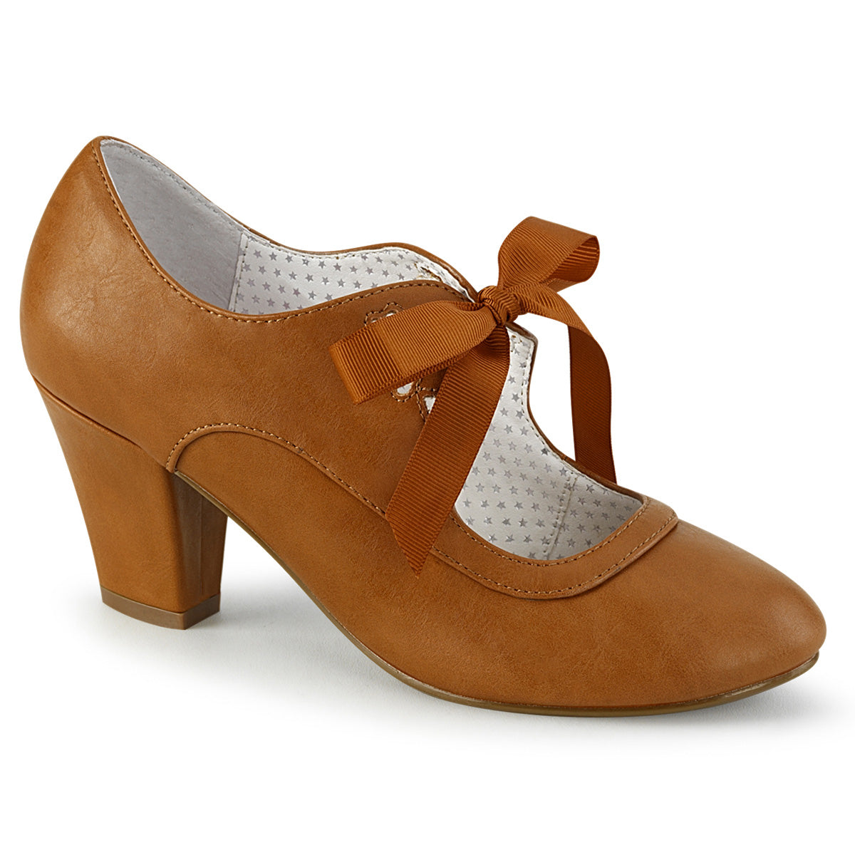 Pin Up Couture Bombas para mujer WIGGLE-32 Caramel Faux Cuero