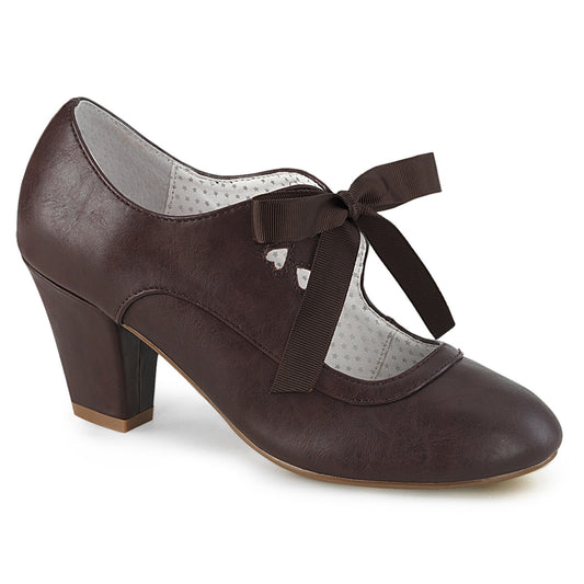 Pin Up Couture Bombas para mujer WIGGLE-32 cuero falso marrón oscuro