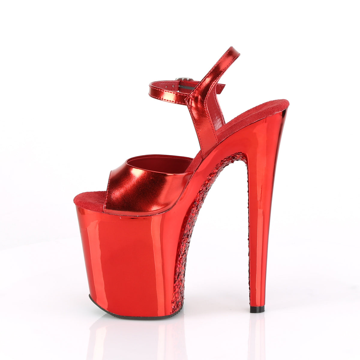 Pleaser Sandalias para mujer XTREME-809tg rojo metálico PU / rojo cromo-brillo