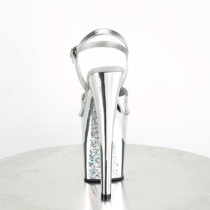 Pleaser Sandalias para mujer XTREME-809TG SLV Metallic PU / SLV Chrome-Glitter