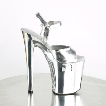 Pleaser Sandalias para mujer XTREME-809TG SLV Metallic PU / SLV Chrome-Glitter