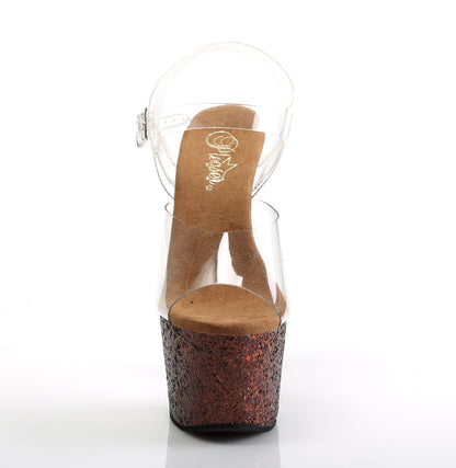 Pleaser Sandalias para mujer ADORE-708lg clr / cobre múltiples brillo