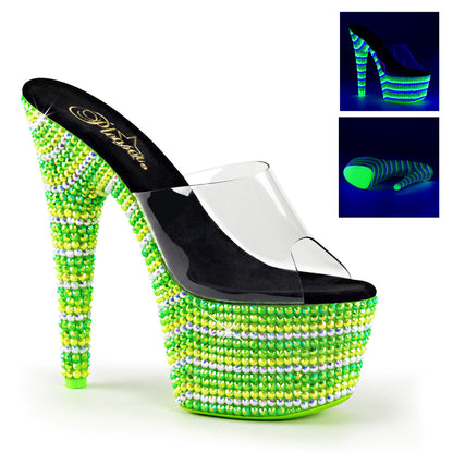 Pleaser De las mujeres  BEJEWELED-701UV CLR/Neon Multi Green