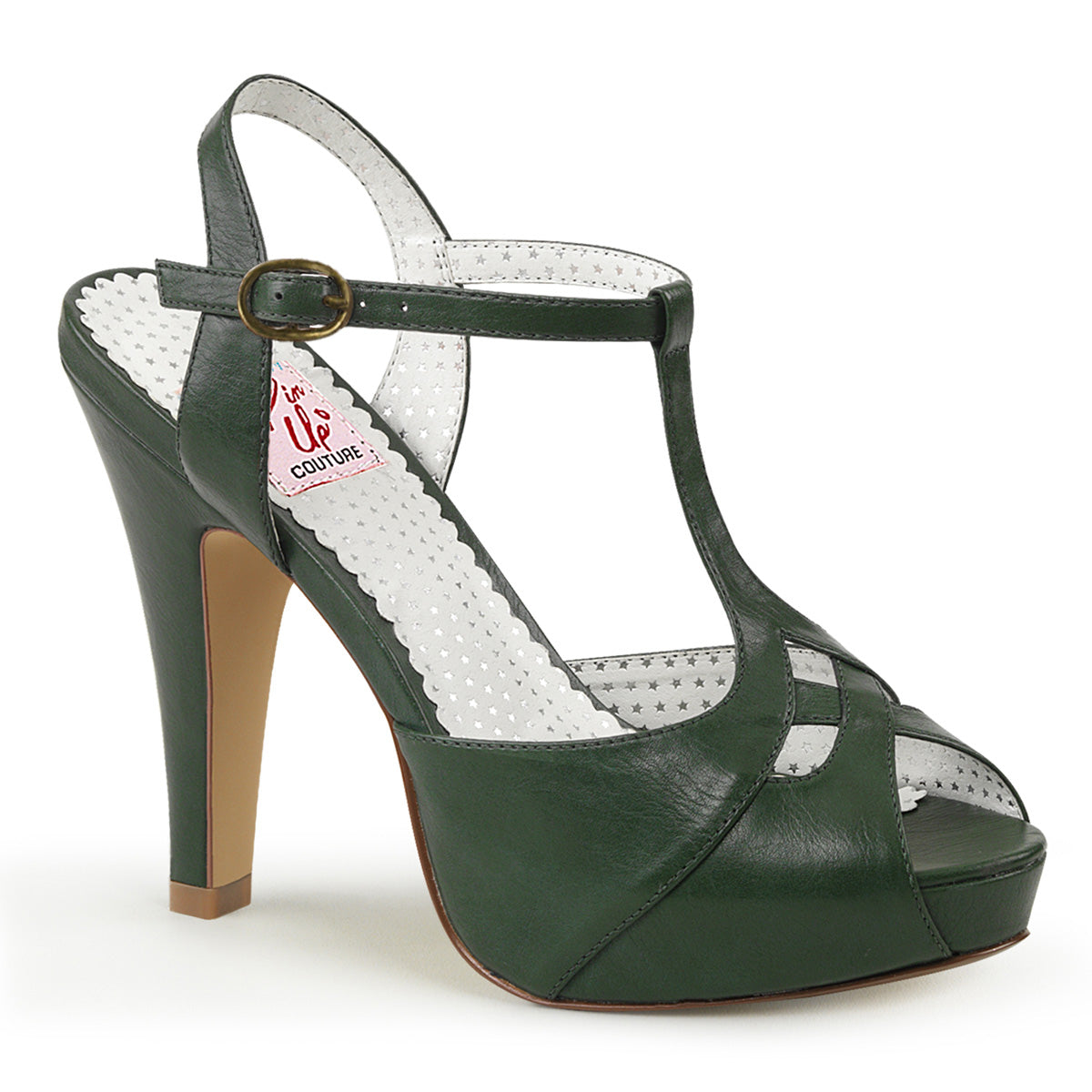 Pin Up Couture Bombas para mujer BETTIE-23 Forst Green Faux Cuero